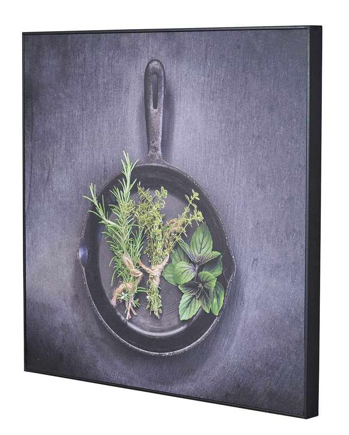 levandeo Wandbild 50x50cm PVC Rahmen Schwarz Küche Kräuter Kräuterpfanne Küchendeko Wanddeko Bild De