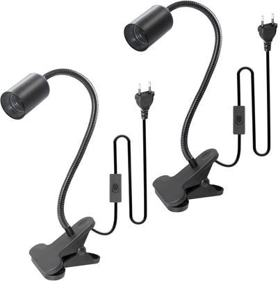 WPQIUZS 2 Stück E27 Klemmleuchte 360°Verstellbarer Schwanenhals Lampe Klemmlampe Lampenfassung mit C