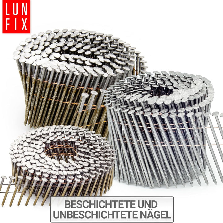 4500 Stk. 16° Coilnägel Ringschaft 2,8x80 mm aus Stahl unverzinkt, drahtgebunden auf Spule – für Nag
