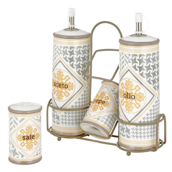 Baroni Home Tischset aus Keramik für Essig, Öl, Pfeffer und Salz, Küchenreinigung, Tischset, Öl, Sal