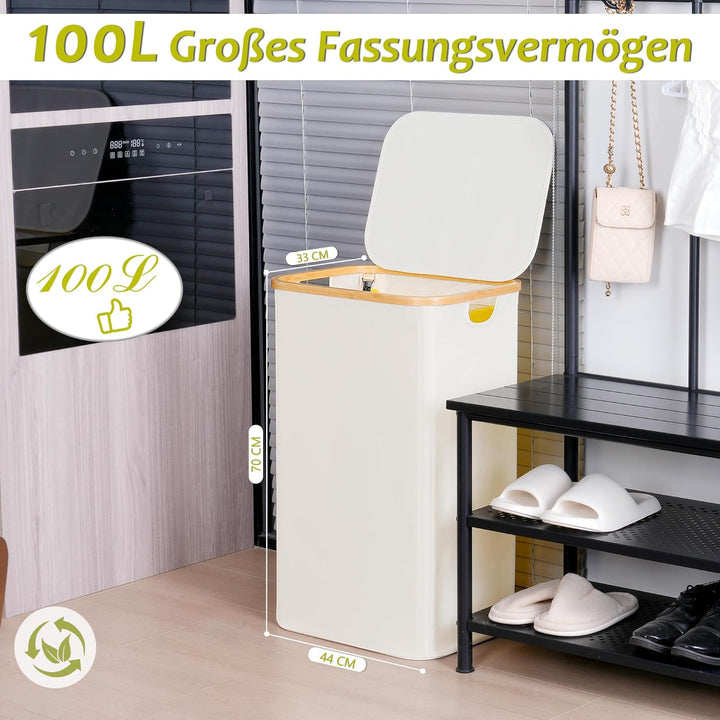 efluky Gelber Sack Ständer 100L, Mülleimer mit Deckel, Müllsackständer für Gelbe Säcke, Leichte Entn