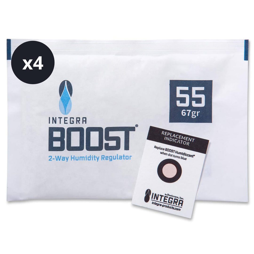 GROWMANIA Integra Boost 55 % - 4 Stück à 67 g Feuchtigkeitsregler - 2-Wege-Luftbefeuchter mit Versch