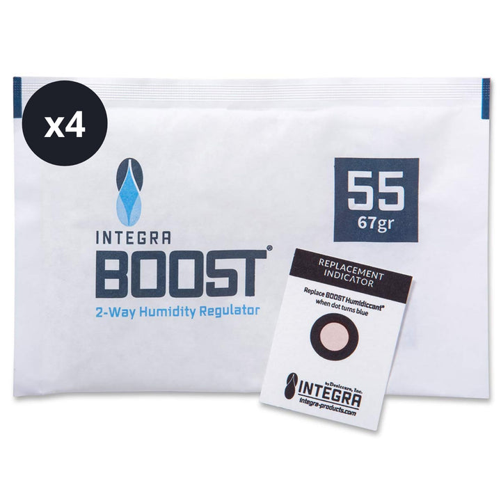 GROWMANIA Integra Boost 55 % - 4 Stück à 67 g Feuchtigkeitsregler - 2-Wege-Luftbefeuchter mit Versch