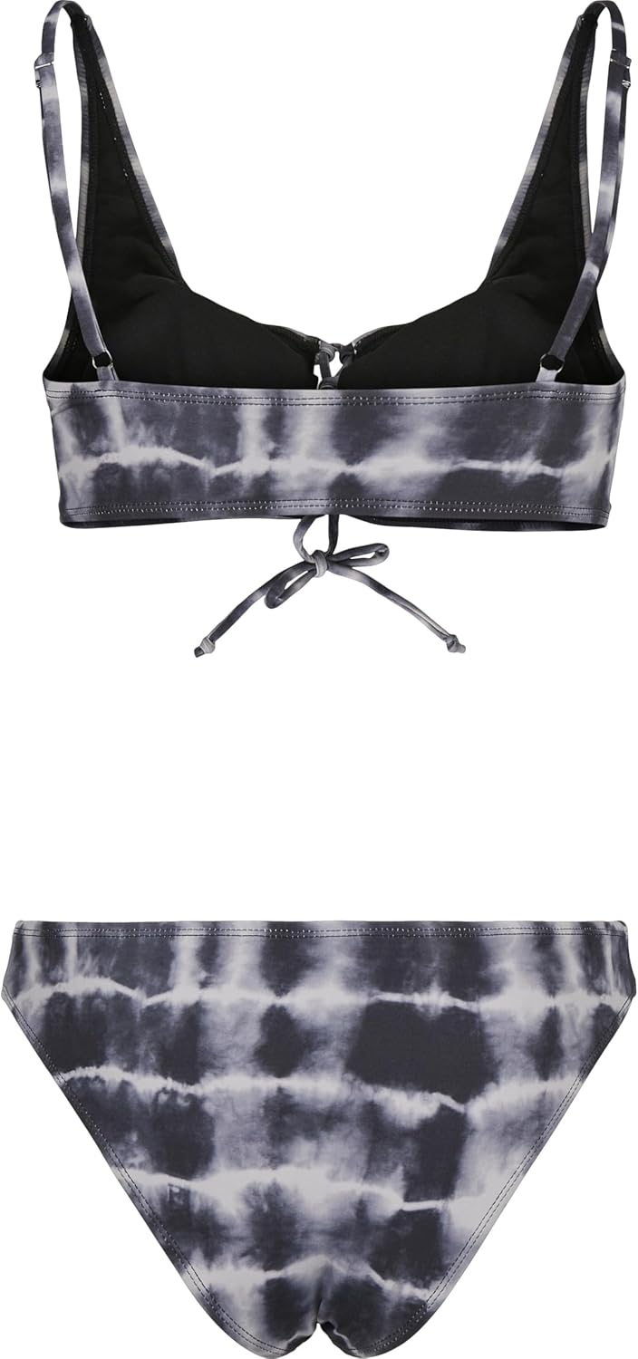 Urban Classics Damen Ladies Lace Up Tie Dye Bikini XS Black/White, XS Black/White