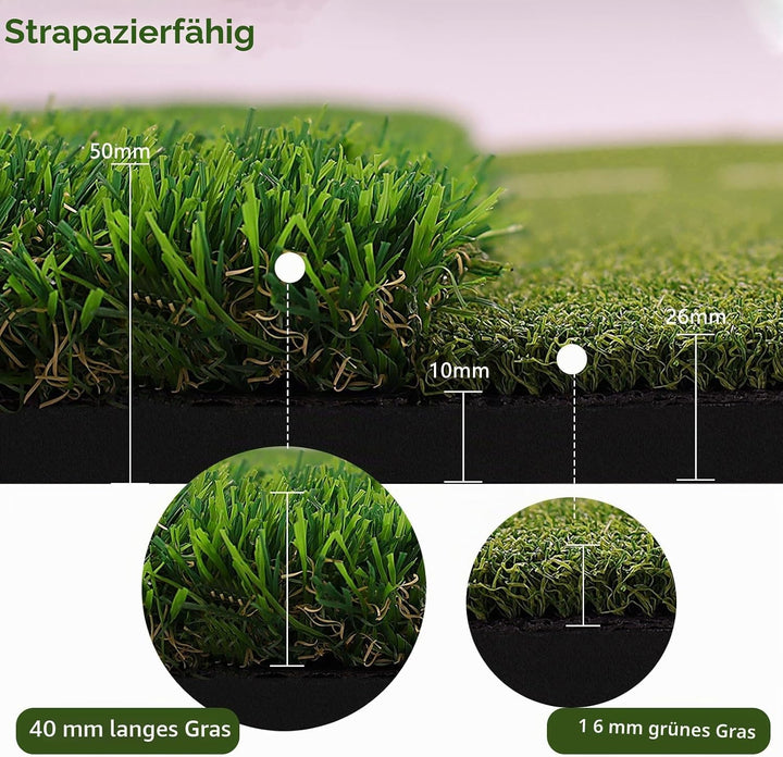 150 x 120cm Golf Abschlagmatte, mit 40mm Rough &amp; 16mm Fairway Turf, 10mm Eva Polsterung, Dual Tee- &amp;
