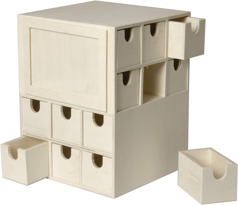 Artemio Adventskalender Cube, 17 x 17 x 22 cm, Holz
