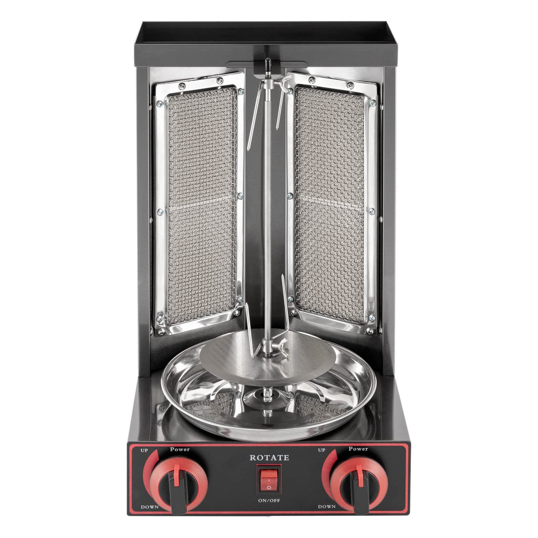 2 Brenner Gas Edelstahl Gas Döner,Gas Vertikaler Broiler, Hähnchengrill, Gyrosgrill, Vertikalgrill,