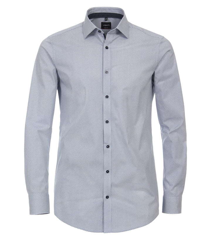 Venti Businesshemd Print Body Fit Standard 36 Mittelblau, Standard 36 Mittelblau