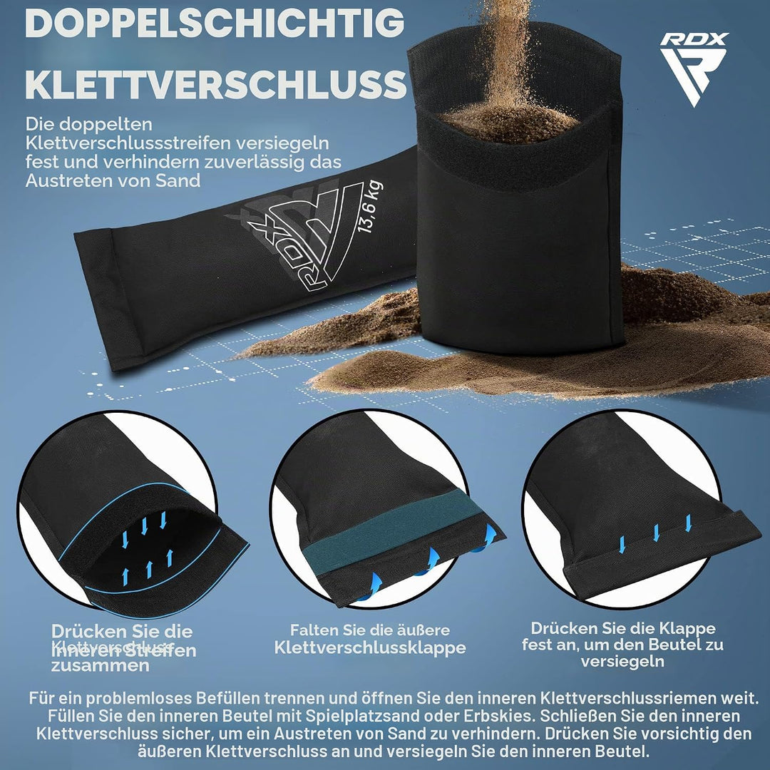RDX Gewichtete Sporttasche für Krafttraining, Gewichtssack mit 8 Griffe, Gewicht Sandbag ungefüllten