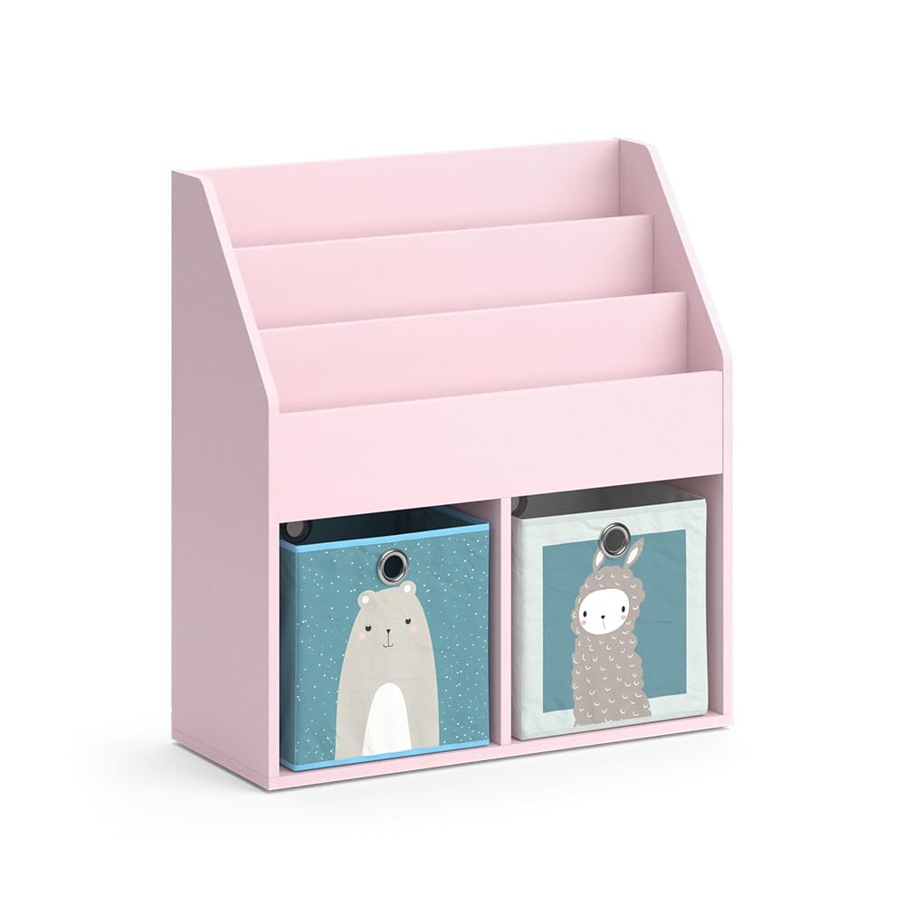 Vicco Kinderregal Rosa Luigi mit 2 Faltboxen (Bär, Schaf) - 72x79x31 cm hergestellt aus Spanplatte -