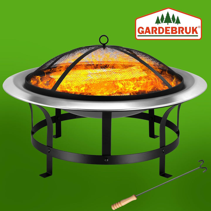 Gardebruk® Feuerstelle 75cm Edelstahl Funkenschutz Garten Outdoor Balkon Feuerschale Grill
