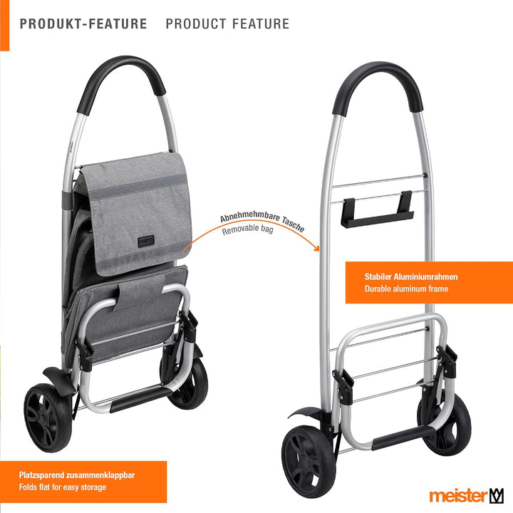 Meister Einkaufstrolley, 54 + 5 L – Standard – grau Standard Grau, Standard Grau