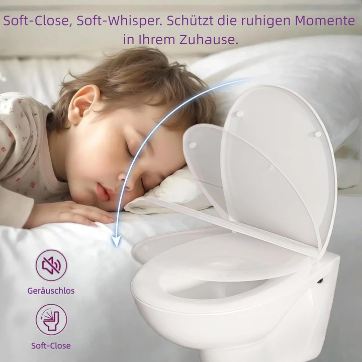 Toilettendeckel WC Sitz mit Absenkautomatik, Quick-Release Funktion für Einfache Reinigung, O Form W