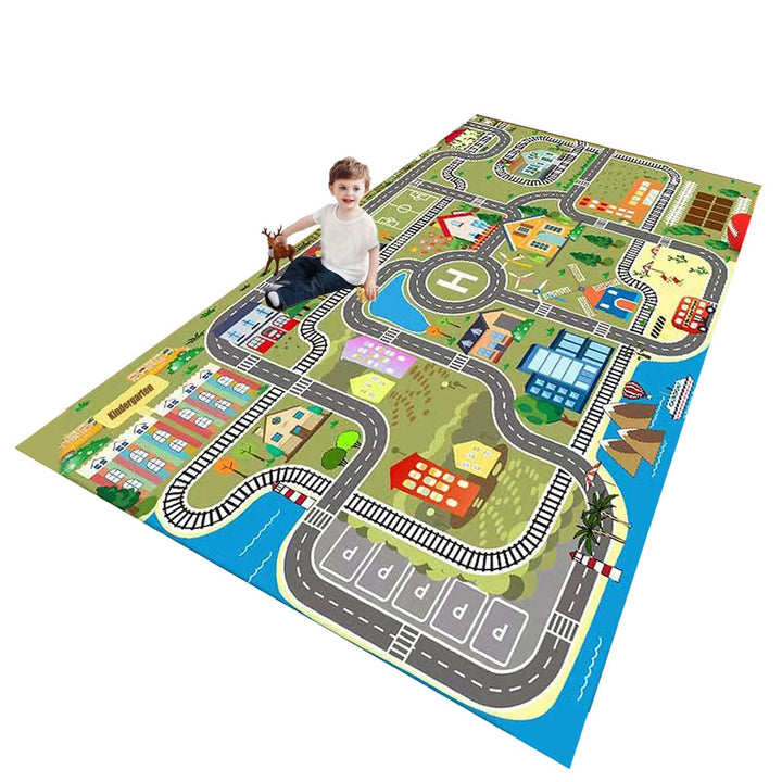 Kinder spielteppich Auto Jungen & Mädchen Teppich Strassenteppich Bauteppich Stadtstadt Lernbereich