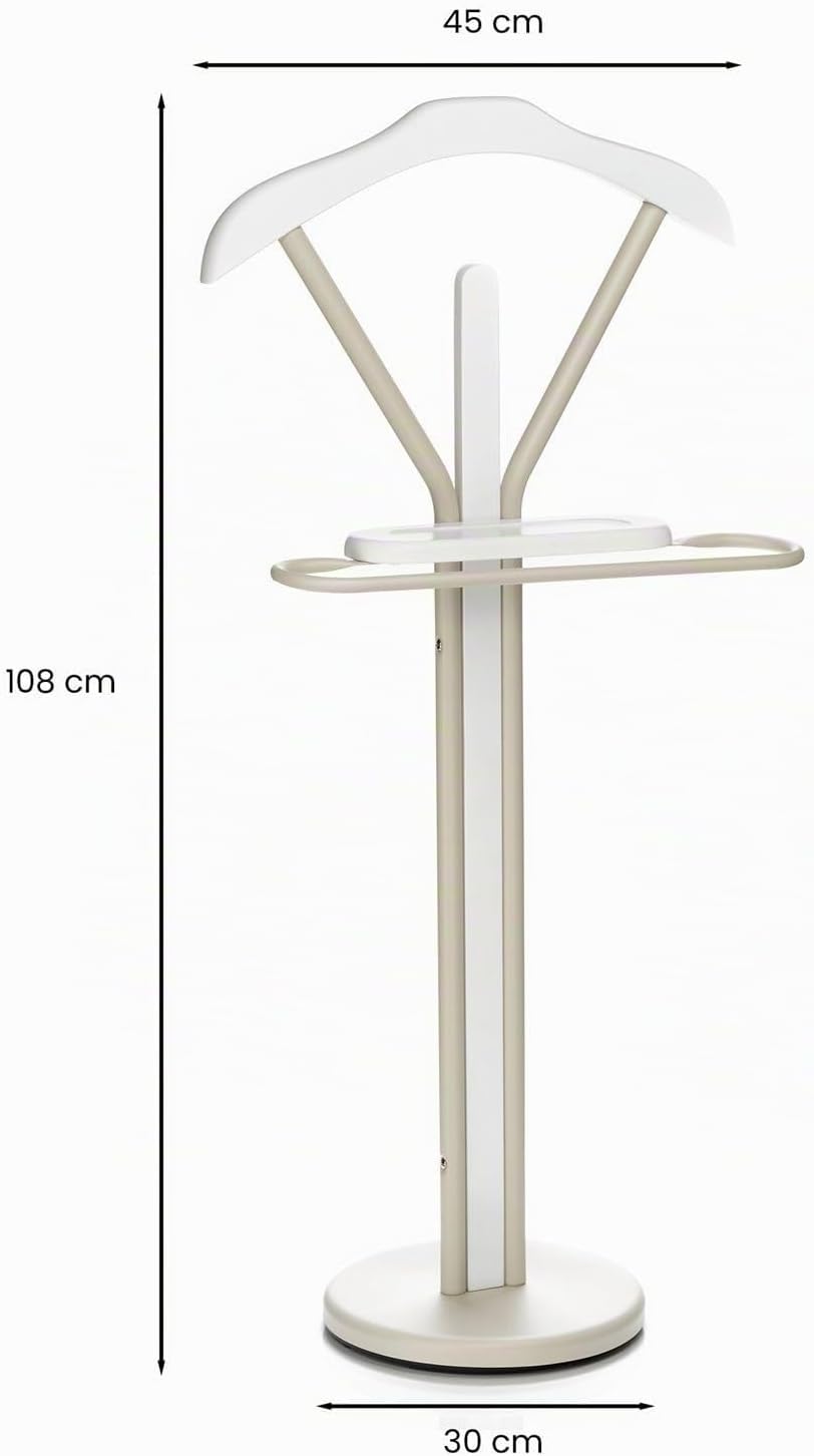 IDIMEX Herrendiener Fabio mit Hosenbügel und Ablage, Beige/Weiss - Stummer Diener Kleiderbutler Klei