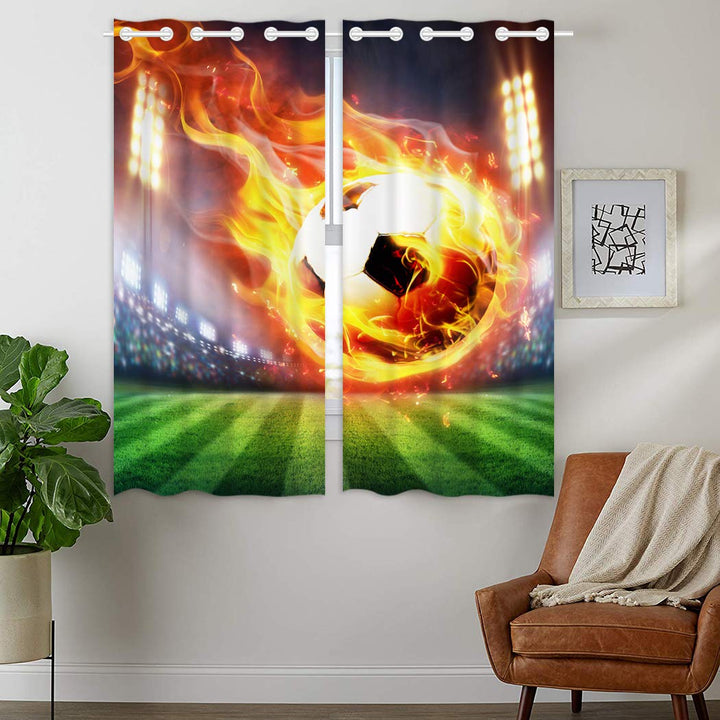 YISUMEI - Gardinen Blickdichter - Stadion Flamme Fussball,160 x 110 cm 2er Set Vorhang Verdunkelung