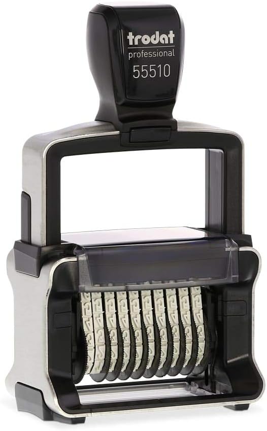 Trodat Professional 55510 Ziffernstempel, 10 Stellen Schrifthöhe, 5 mm, schwarz, 56 x 33 mm