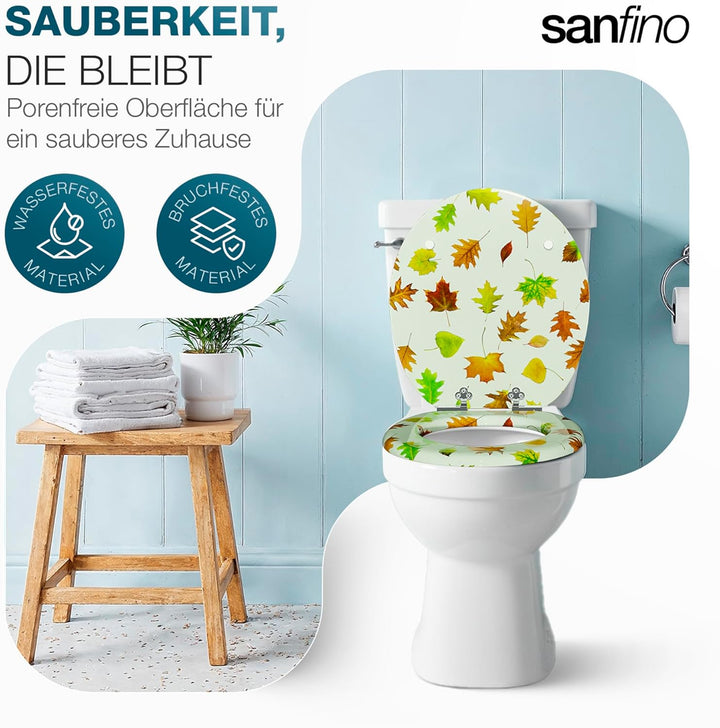 SANFINO® Premium WC Sitz mit Absenkautomatik – hochwertige Toilettendeckel aus Holz, viele bunte Mot