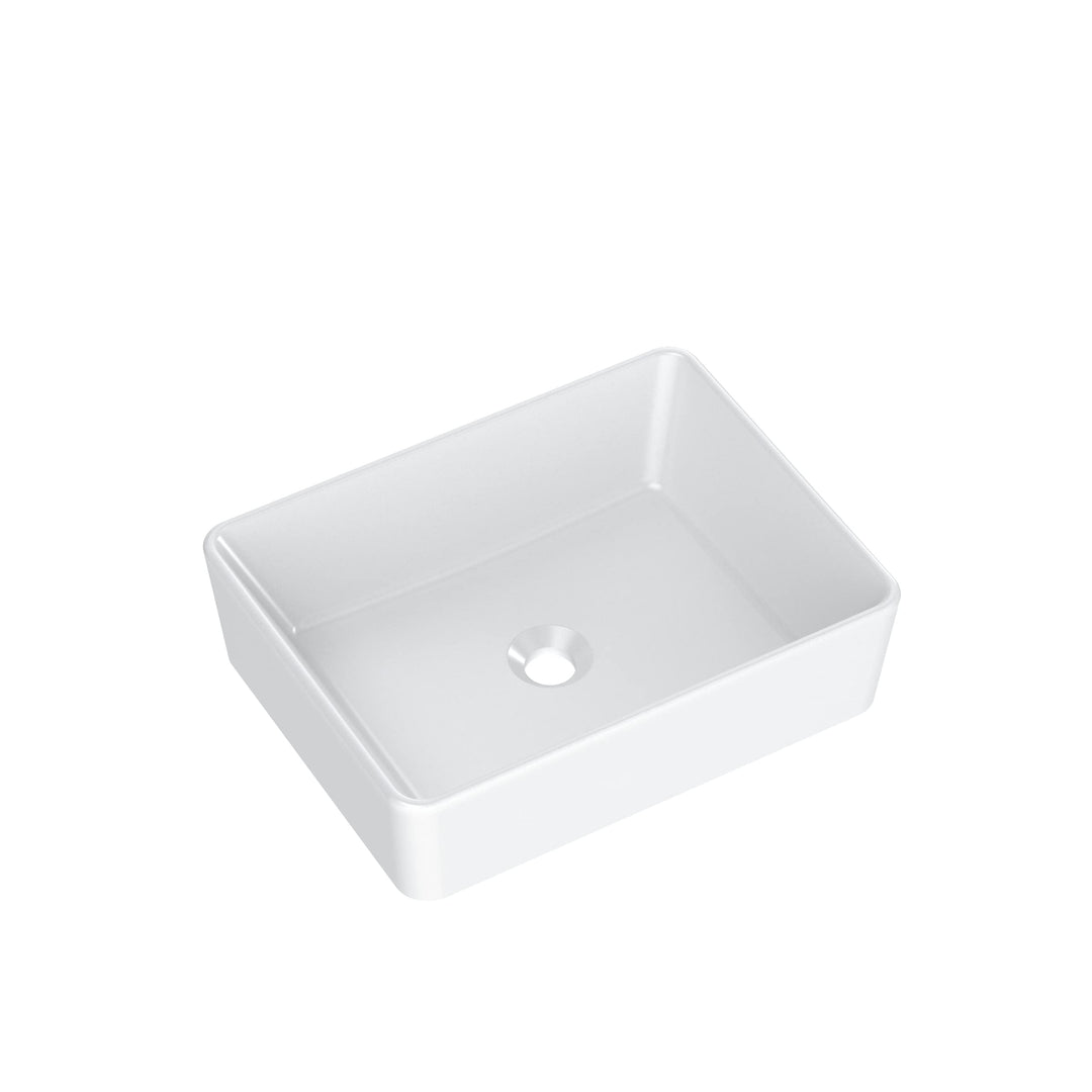 VBChome Waschbecken Weiss 48x37 cm Granit klein Matt wie Keramik eckige form Waschtisch Handwaschbec