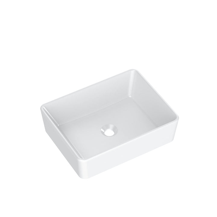 VBChome Waschbecken Weiss 48x37 cm Granit klein Matt wie Keramik eckige form Waschtisch Handwaschbec