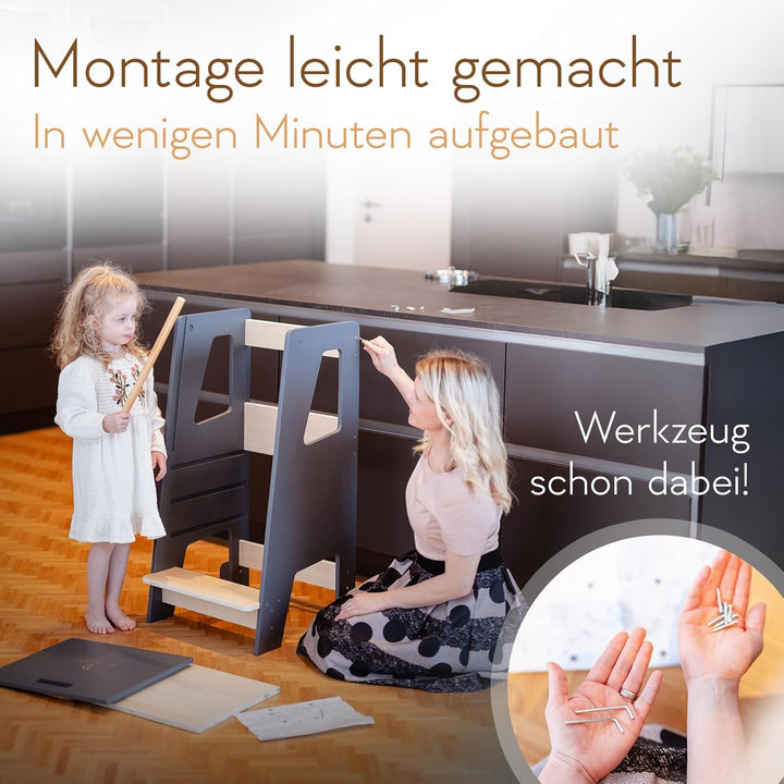 Kinder Lernturm Höhenverstellbar Ab 1 Jahr Mit Abnehmbarer Front Tritthocker für Küche Bad Leiterstu