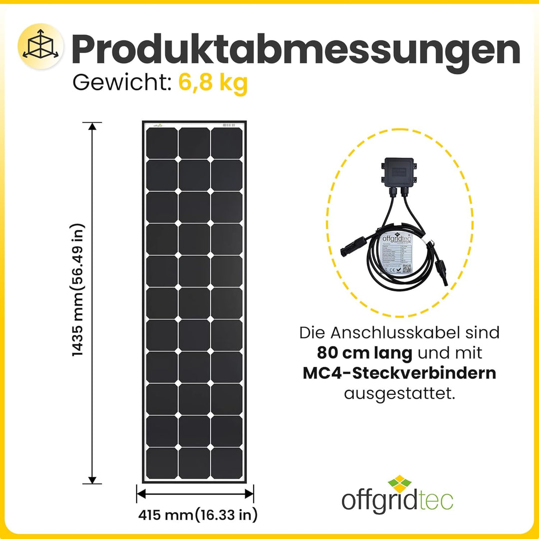 Offgridtec® SPR-Ultra-100 120W SLIM 12V High-End Solarpanel 110 Watt
