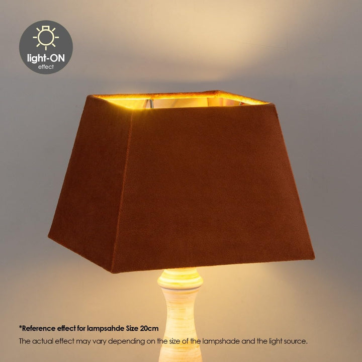 Home Sweet Home Samtlampenschirm VELVET, braun + gold | 20 x 20 x 14 cm | Kann mit Tischlampen verwe