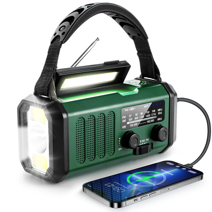 SEAFRONT Solar Kurbelradio, 10.000 MAh Notfallradio AM FM NOAA Wetterradio mit Leselicht, LED Tasche