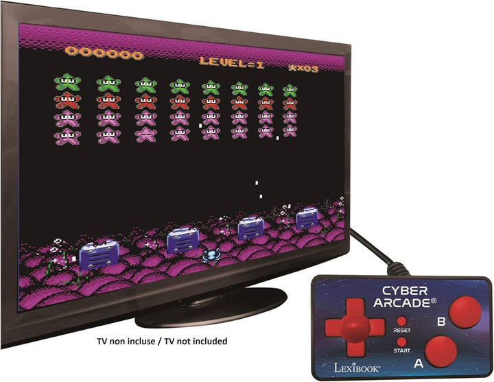 Lexibook - Cyber Arcade TV-Spielekonsole, 200 Spiele, Plug N 'Play-Controller, Sport, Action, Joysti