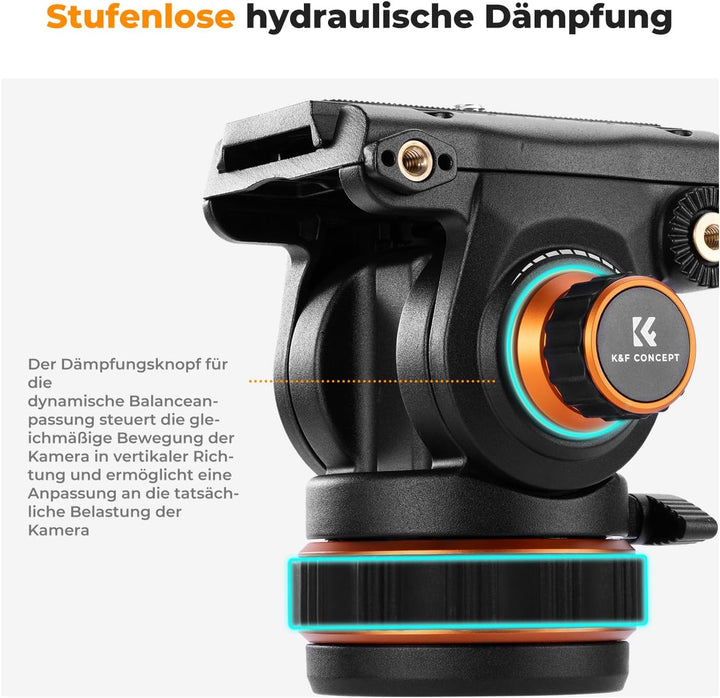 Video stativ, K&F Concept VA3+BV20 Kamera Stativ,Videostativ mit 360°Fluidkopf,191cm Video Tripod, K