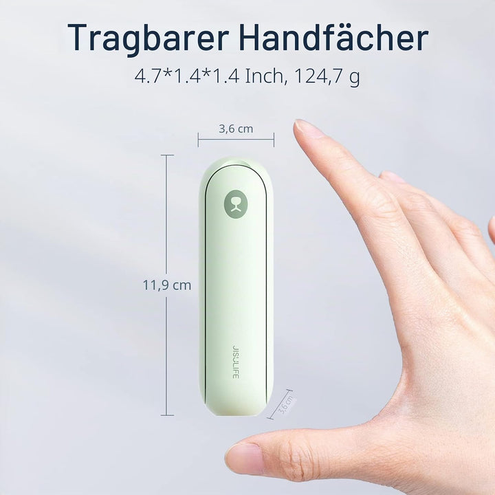 JISULIFE Handventilator, Mini Tragbarer Handventilator, Batteriebetrieben [14-21 Stunden], Wiederauf