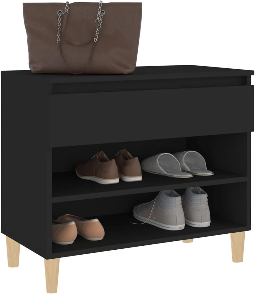 Tidyard Schuhbank, Schuhregal Schuhschrank mit 2 Fächer, Schuhaufbewahrung, Sitzbank, Holzwerkstoff