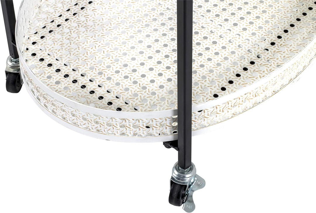 HAKU Möbel Servierwagen, Metall, schwarz-creme, B 60 x T 40 x H 70 cm 60 x 40 x 70 cm, 60 x 40 x 70