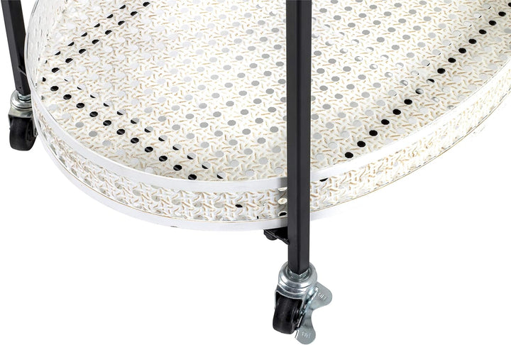 HAKU Möbel Servierwagen, Metall, schwarz-creme, B 60 x T 40 x H 70 cm 60 x 40 x 70 cm, 60 x 40 x 70