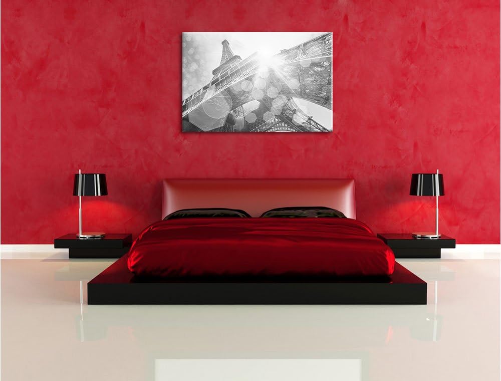 Pixxprint Eiffelturm im Sonnenschein als Leinwandbild | Grösse: 100x70 cm | Wandbild| Kunstdruck | f