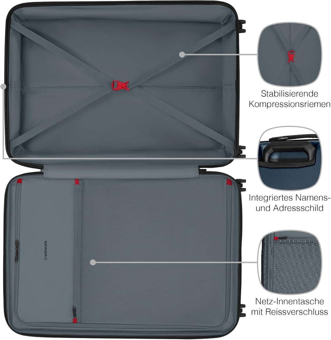 WENGER Prymo Large Hartschalenkoffer mit 4 Rollen, Trolley, Gross, 93 (107) l, Sicherheitsschloss, D