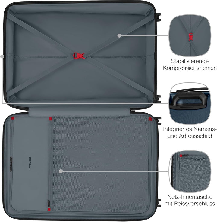 WENGER Prymo Large Hartschalenkoffer mit 4 Rollen, Trolley, Gross, 93 (107) l, Sicherheitsschloss, D