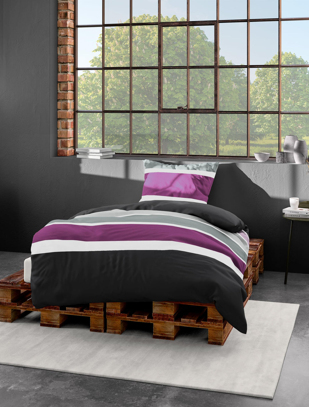 Bierbaum Bettwäsche 4757, Mako-Satin, Designed in Germany, pink 71, 135x200 + 80x80 cm, 135x200