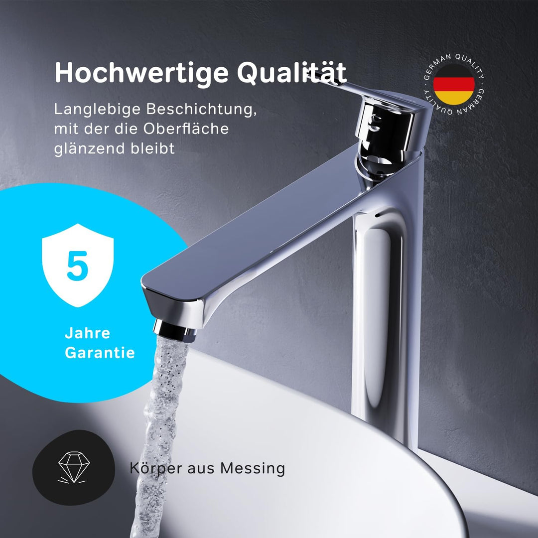 AM.PM Hit Waschtischarmatur mit Einhebelmischer, SoftMotion Keramikkartusche 30mm, Neoperl Aerator,