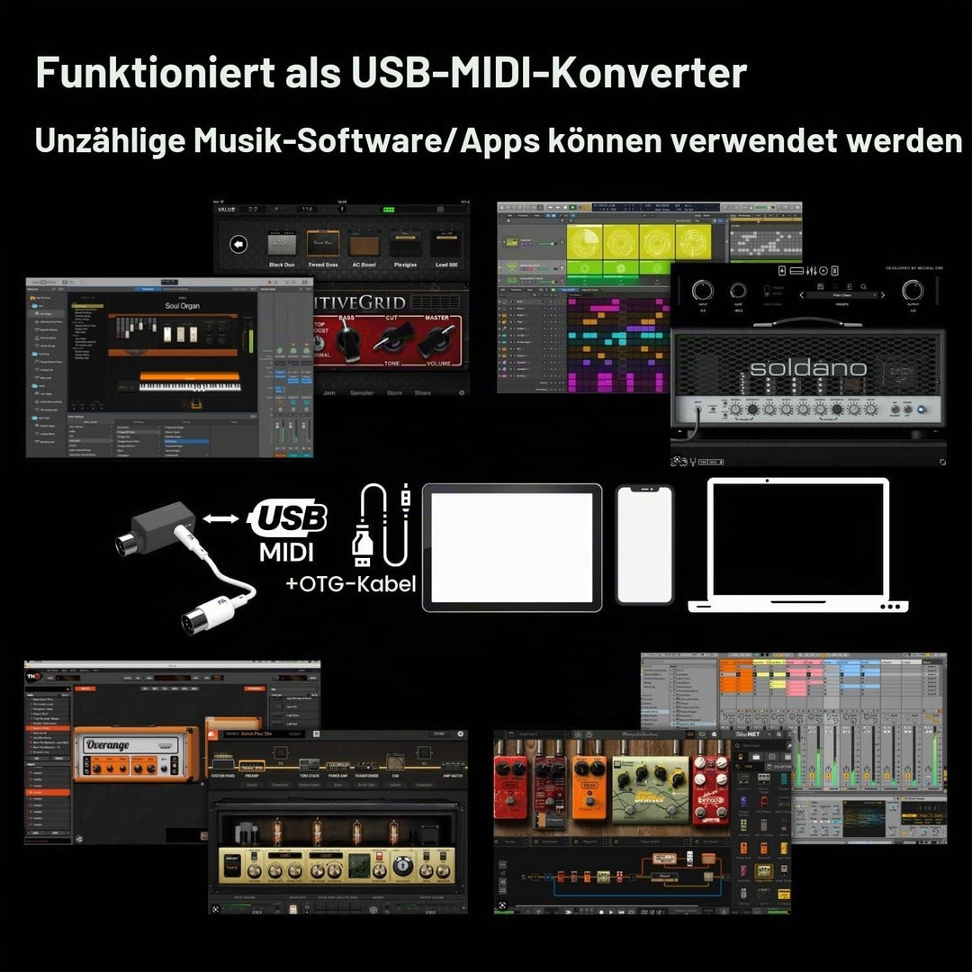 PAINTAUDIO Paint Audio Wireless MIDI Adapter, MIDI Mate Ultra Low Latency Adapter für Synthesizer, D