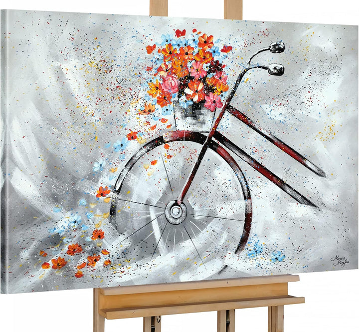 Monica Mirafiori I 100% HANDGEMALT I Gemälde Fahrrad 100x70cm | Gemälde Handgemalt | Acrylgemälde |
