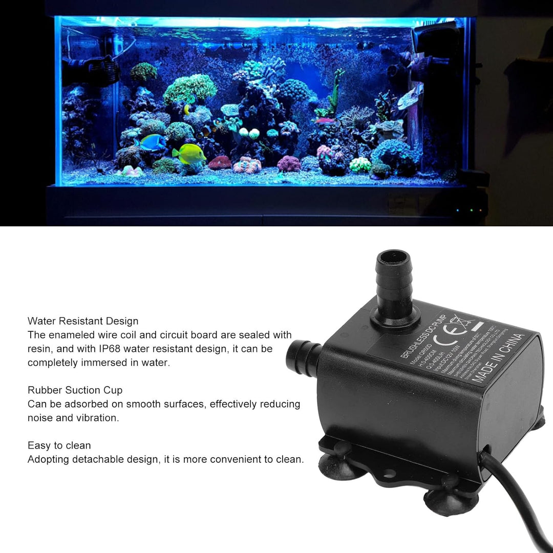 Tauchwasserpumpe, DC 12 V 10 W 0-400 l/h Mikrobürstenlose Pumpe Mini-Wassertransferpumpe für das Was