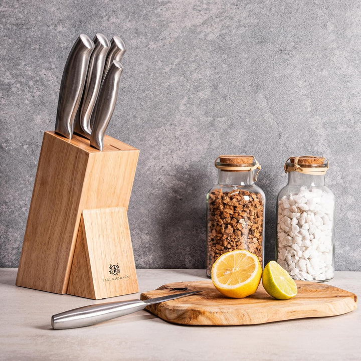 Messerset mit Messerblock - 6 Teilig Küchenmesser Set mit Block - Kitchen Knife Set - Edelstahl Mess