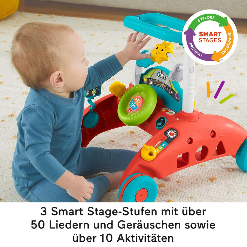 Fisher-Price - 2-Seiten Auto-Lauflernwagen, mitwachsendes interaktives Spiel-Center mit über 50 Lied