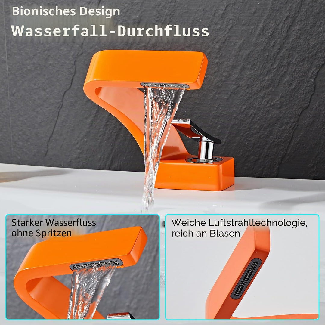 MocArt 2239 Wasserfall Wasserhahn, Badezimmer-Mischhähne, Hotelbecken-Kupferhahn, Keramikventilkern,