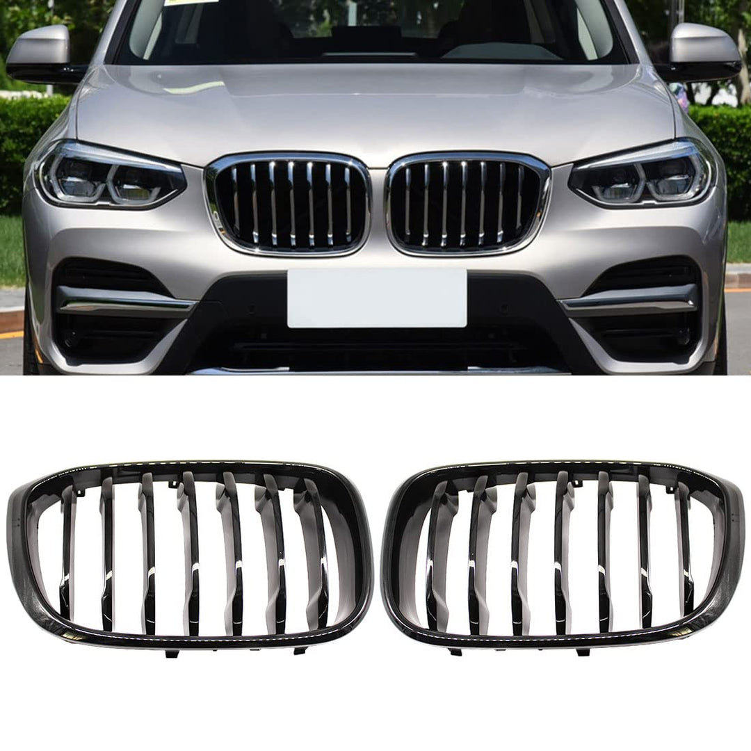 HZTWFC Auto Fronthaube Nierengitter glänzend schwarz einzelne Lamelle für BMW X3 X4 G01 G02 2018 201