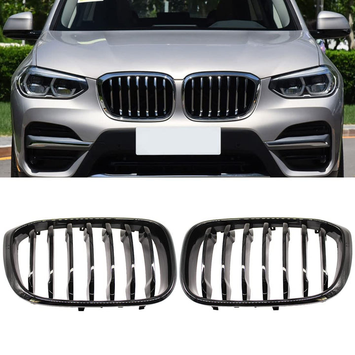 HZTWFC Auto Fronthaube Nierengitter glänzend schwarz einzelne Lamelle für BMW X3 X4 G01 G02 2018 201