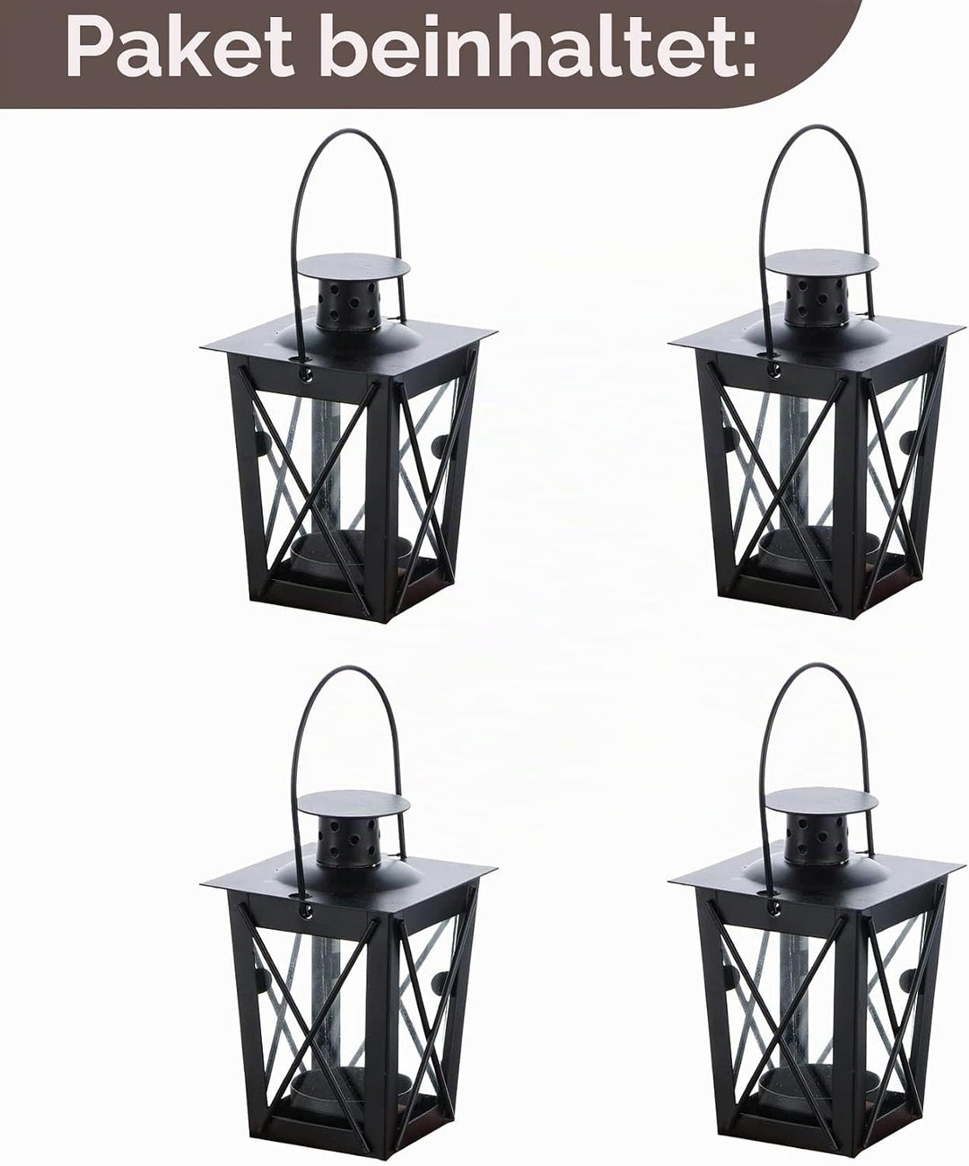 Nuptio 4 Stück Lanterne en Verre à Terre Suspendue, Lanterne en Verre Portable, Petite Lanterne Rétr