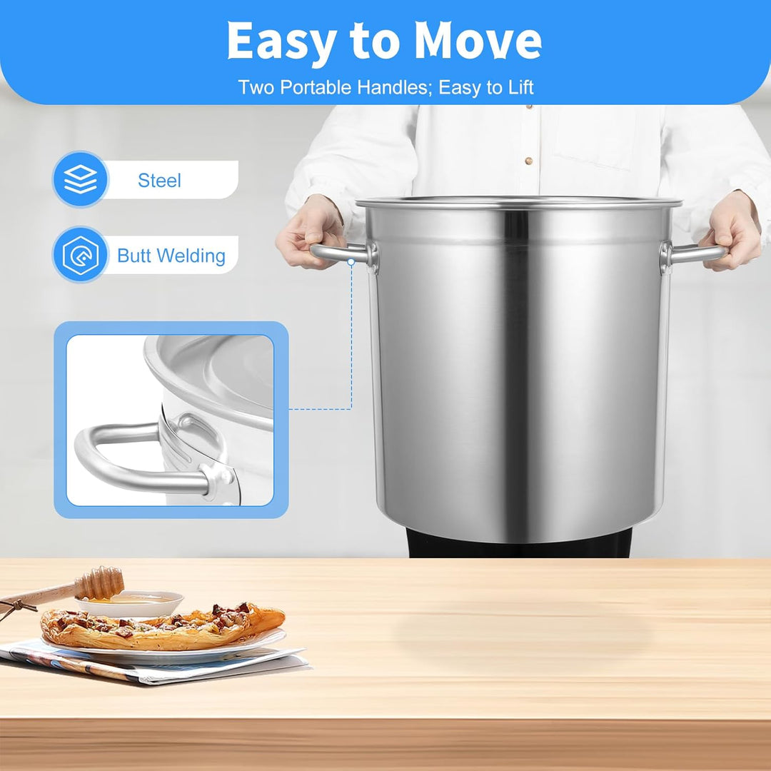 35 Liter Gastronomie Kochtopf Eintopf Suppentopf Grosser Mit Edelstahl Deckel Küchenutensil ideal Su