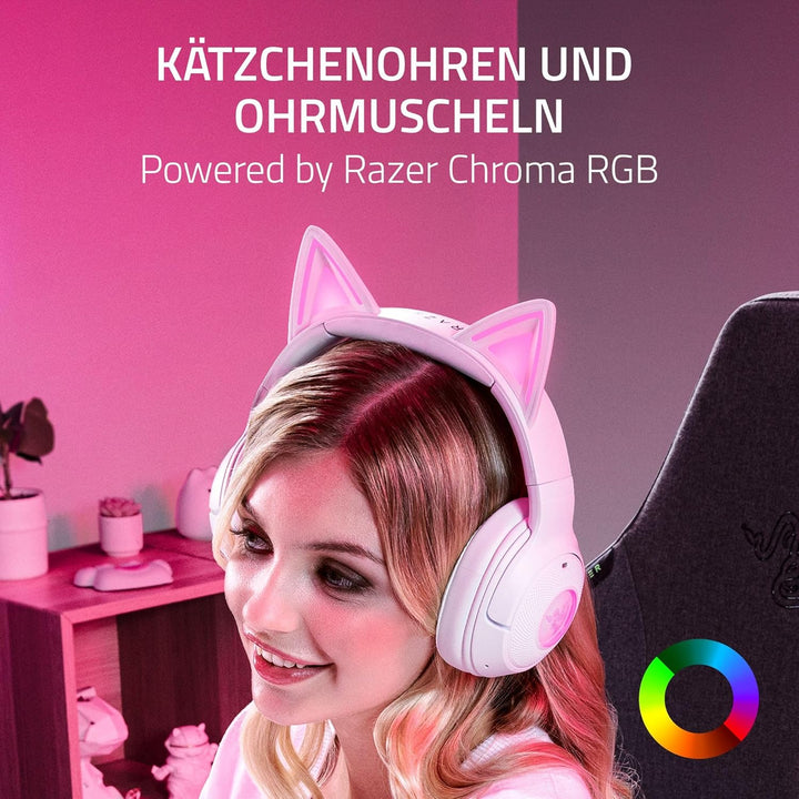 Razer Kraken Kitty V2 BT - Kabelloses Bluetooth RGB Headset mit Kitty Ears für Gaming und Streaming
